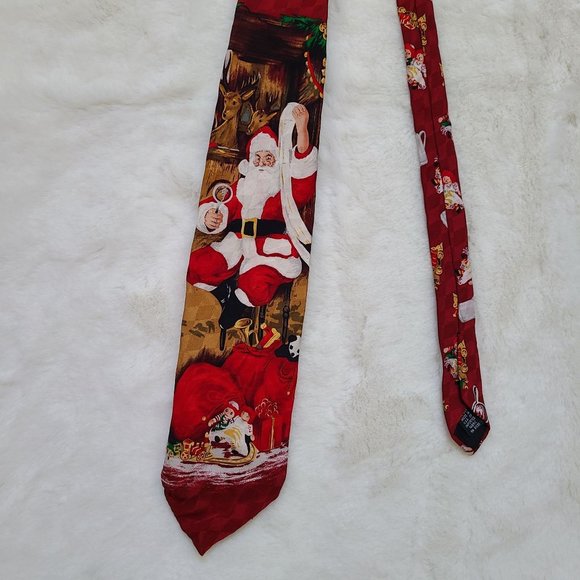 Hallmark Holiday Traditions by MMG Christmas Santa  Silk Neck Tie. - Picture 4 of 6